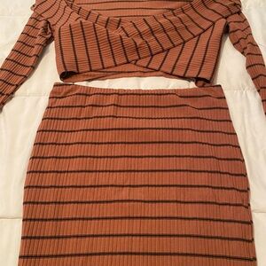 Fashion Nova Tan and Black Striped Mini Dress